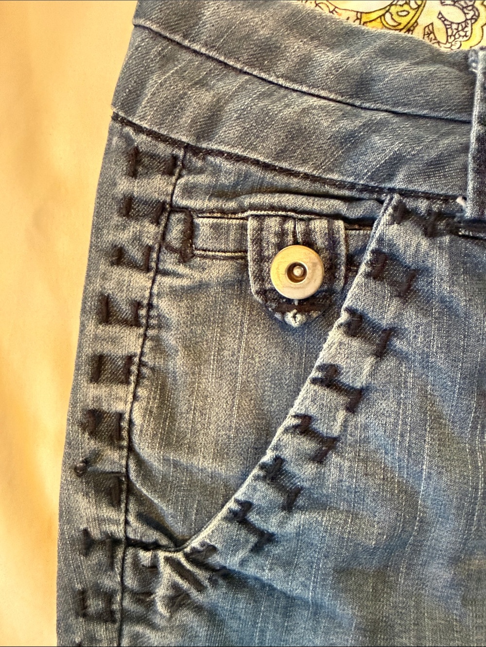 one 5 one Women's Denim Bermuda Shorts in Light Blue with Decorative Trim - Picture 5 of 12